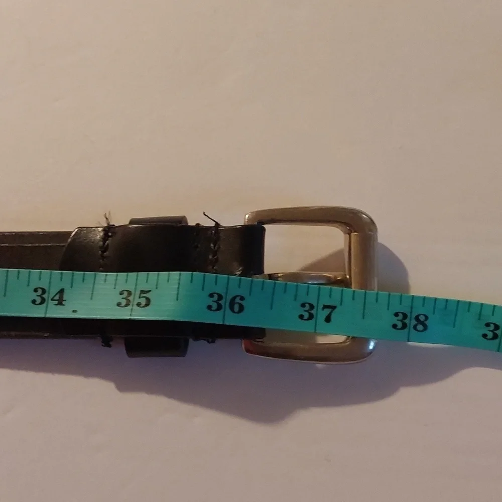 Womens Vintage Sonoma Black Leather Belt Silver Buckle Raised Notches Sz.S/M